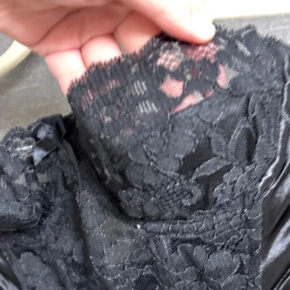 Vintage‎ y2k Victorias Secret Bustier 34A Black Lace Corset Top Sheer Lace Sexy